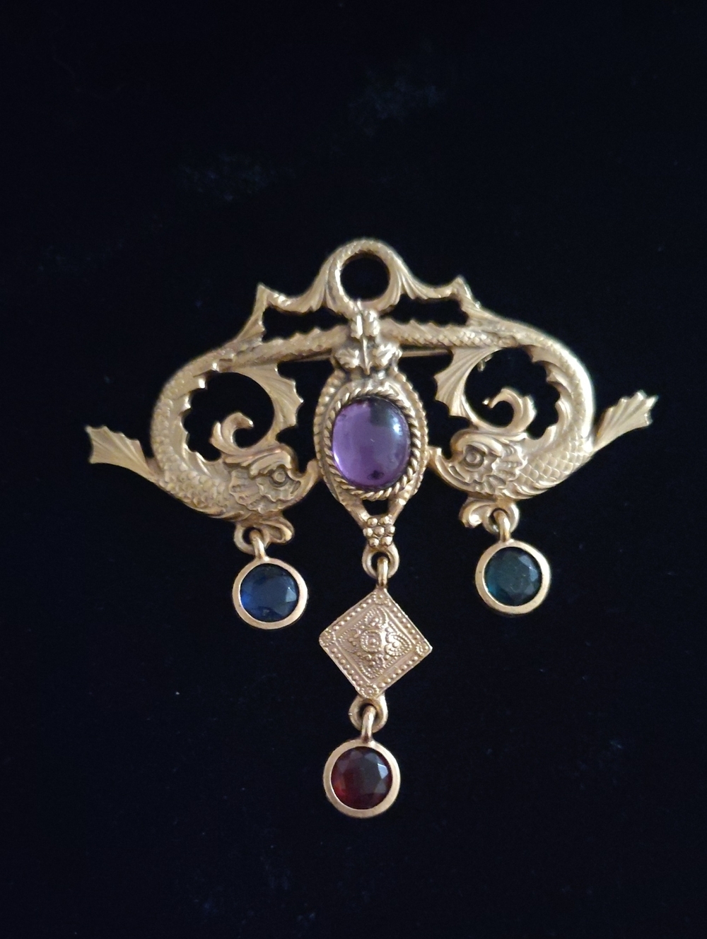 Gold Tone Vinage Victorian-Style Sea Serpent Brooch